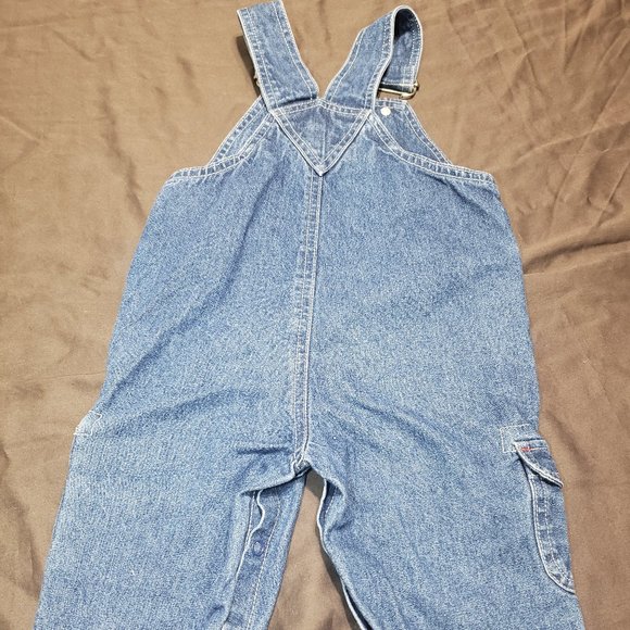 Vintage Denim Overalls Fire Truck Firefighter Design Adjustable Durable 12m Size - Picture 6 of 11